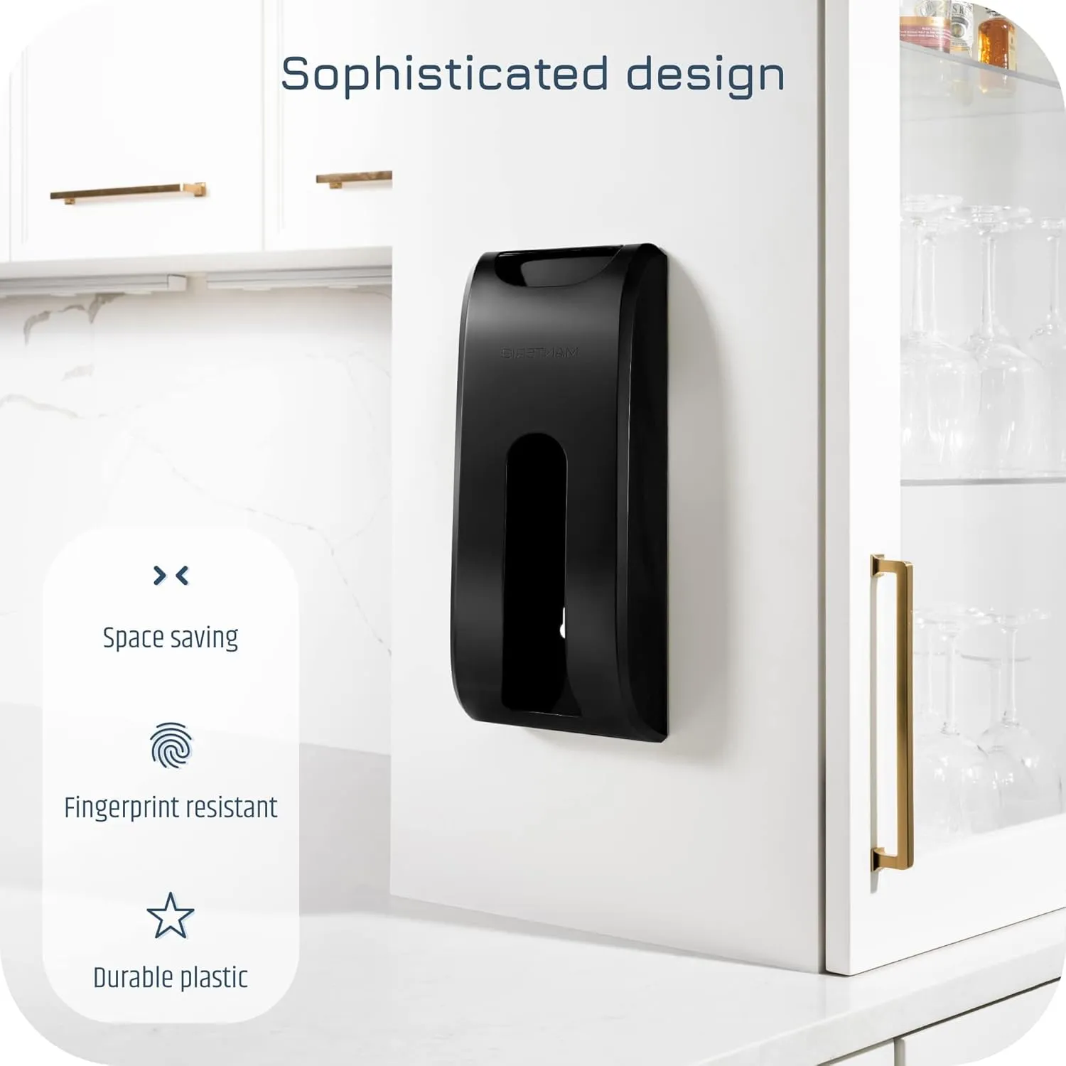 Plastic Bag Holder | Durable Plastic Wall Mount Kitchen Grocery Bag Storage Organizer | Smudge Proof, Fingerprint Resistant | Black