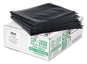 Plasticplace 12-16 Gallon Trash Bags │ 1.2 Mil Equiv.│ Black Garbage Can Liners │ 24" x 33" (250 Count)