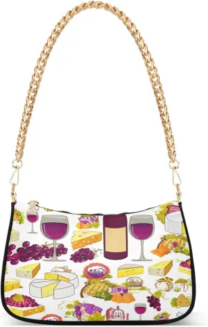 Playful Wine and Cheese Small Shoulder Bag, Crossbody Bags
