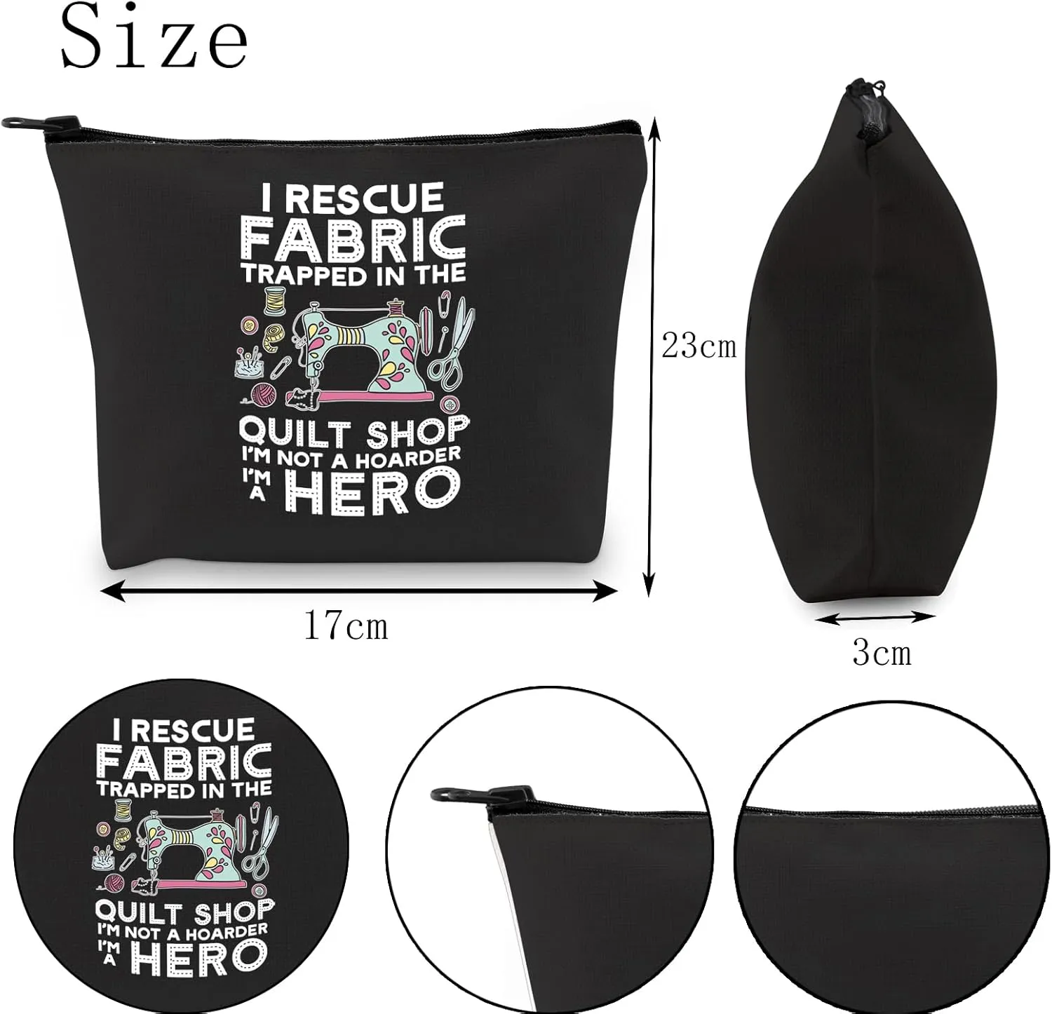 POFULL Quilting Gift I Rescue Fabric Trapped in the Quilt Shop Zipper Pouch Bag For Women Seamstresses Gift