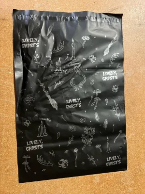 poly mailer bags 10*13”matte black bags with sliver design printing  - 10*13"