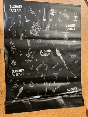 poly mailer bags 14.5*17" matte black bags with sliver design printing  - 14.5*17"