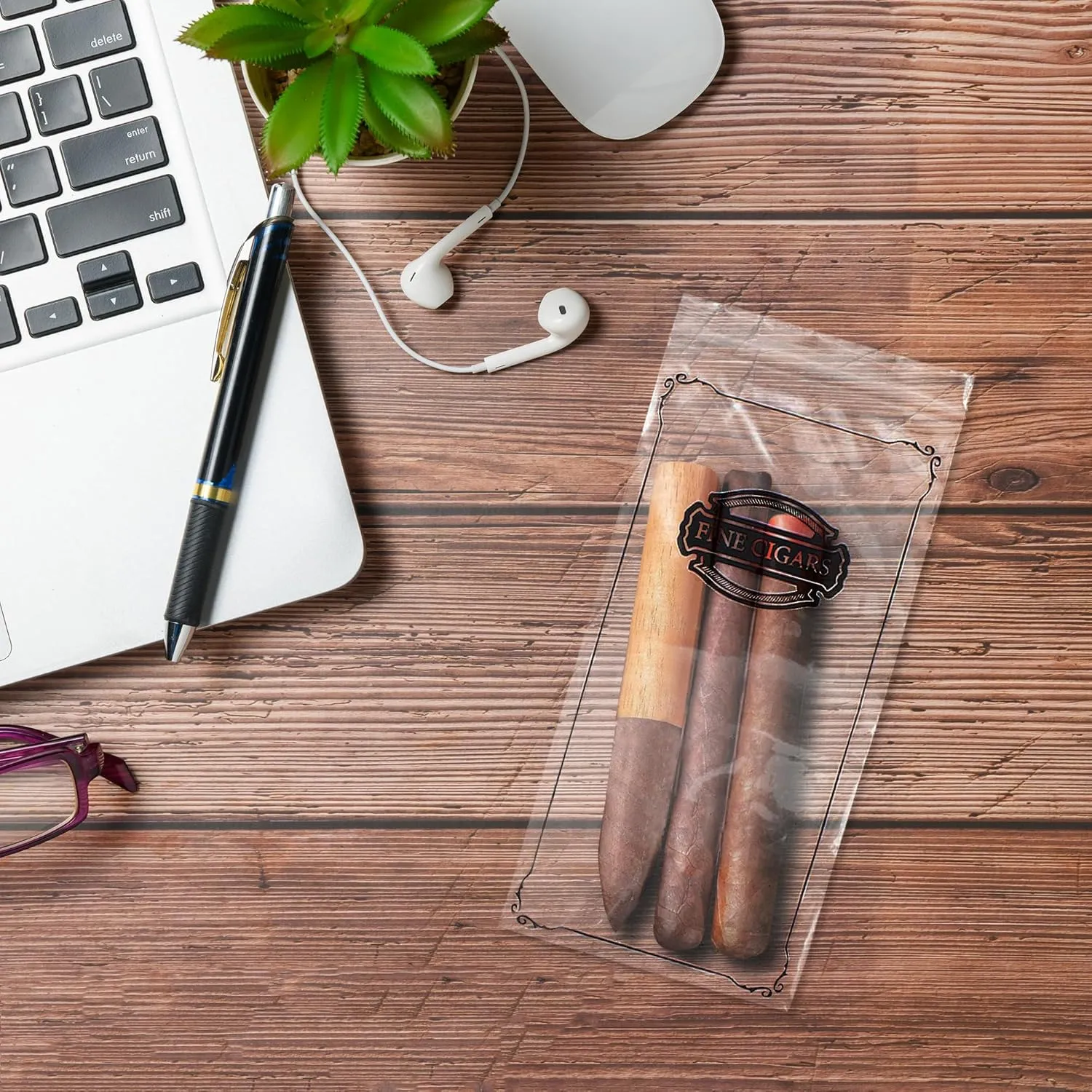 Poly Zipper Cigar Bags 5 x 10, Pack of 100 Fine Clear Plastic for Cigars, 2 Mil Thick, Tamper-Proof Small Reclosable Zip for Safe Storage