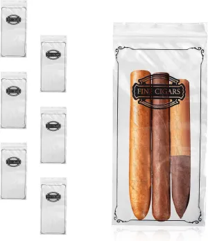 Poly Zipper Cigar Bags 5 x 10, Pack of 100 Fine Clear Plastic for Cigars, 2 Mil Thick, Tamper-Proof Small Reclosable Zip for Safe Storage