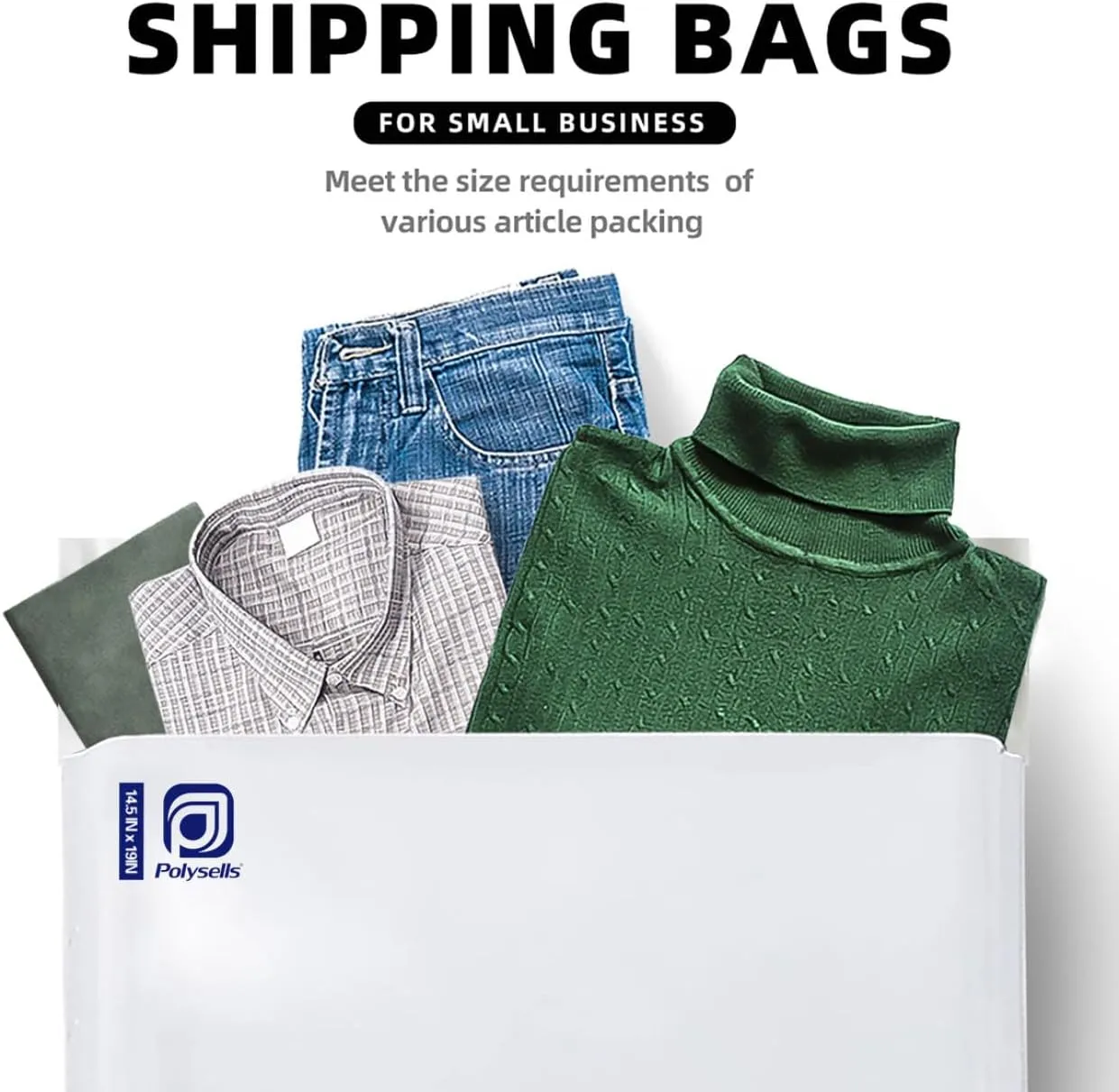 POLYSELLS Poly Mailers Shipping Envelopes, Strong Adhesive Sealing, Waterproof, and Tear-resistant Postal Mailing Bags for Clothing, Books, and Accessories (White, 14.5x19 Inch, 100 pcs)