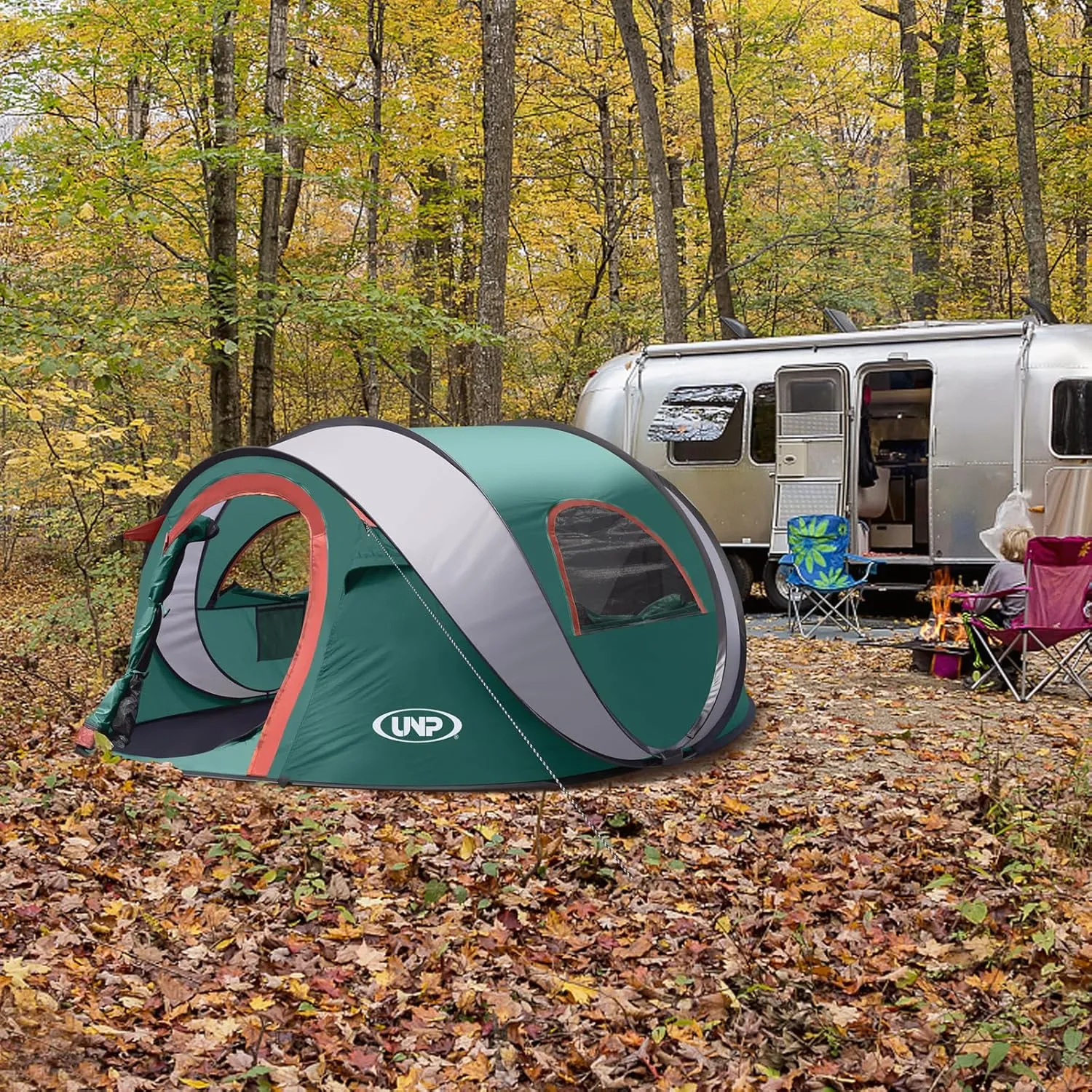 Pop-up Tent, 3 Person Camping Tent, Instant Portable Beach Tent, Easy Pop Up Shade Tents 2 Doors for Camping Hiking & Traveling with Carrying Bag