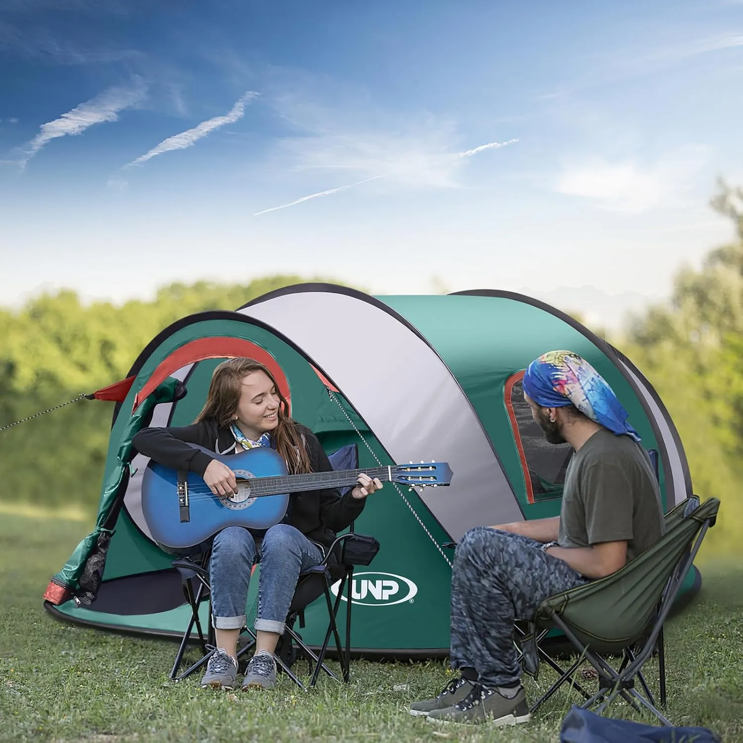Pop-up Tent, 3 Person Camping Tent, Instant Portable Beach Tent, Easy Pop Up Shade Tents 2 Doors for Camping Hiking & Traveling with Carrying Bag