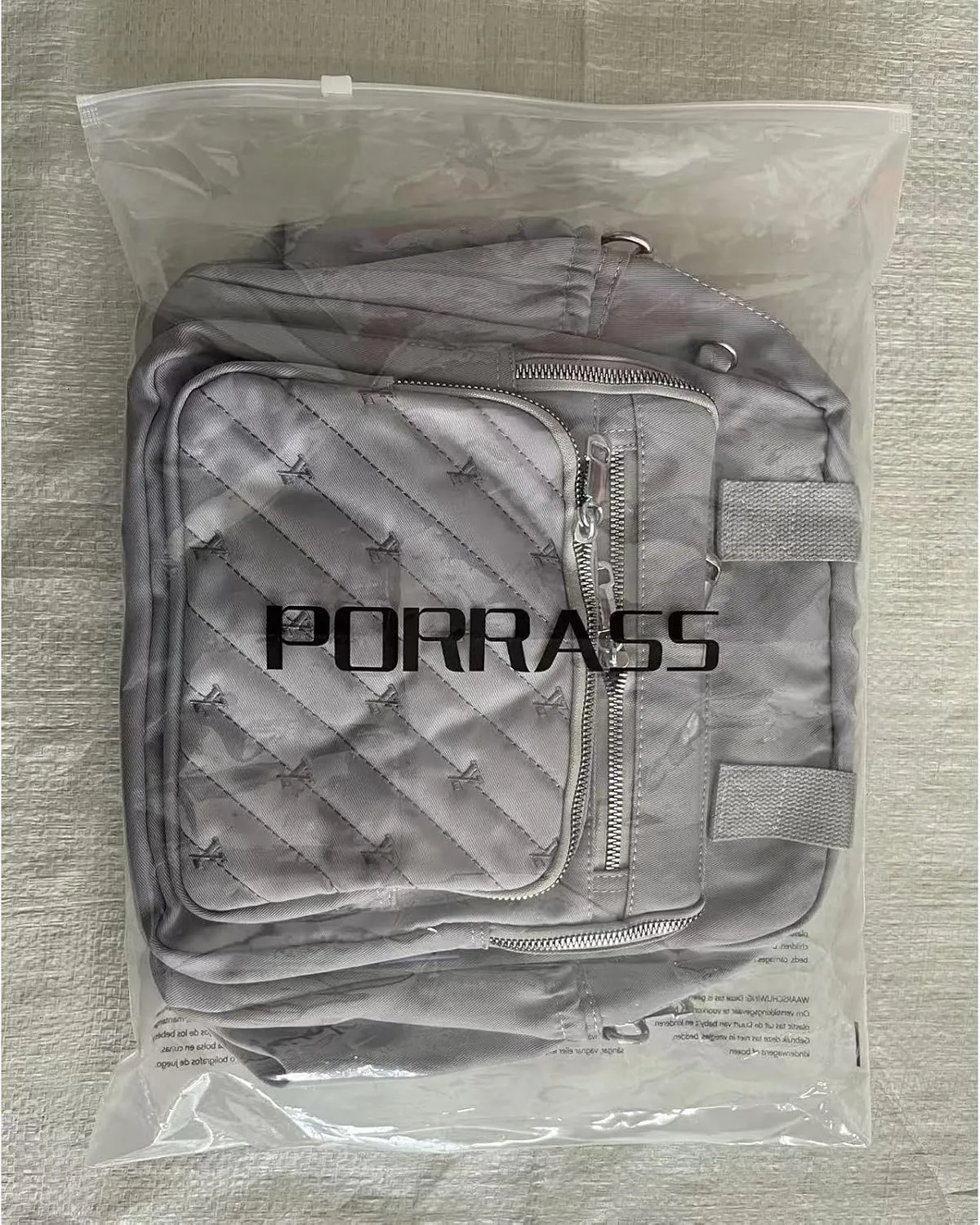 PORRASSO Backpack Fashion Shoulder Bag Women Handbag Rucksack Daypack Nylon Crossbody Bag for Work Travel Daily Use Grey