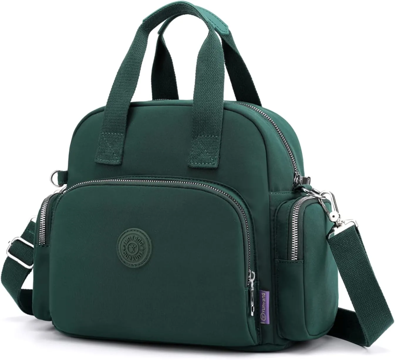 PORRASSO Women Backpack Fashion Shoulder Bag Multifunctional Daypack with USB Charging Port Handbag Nylon Crossbody Bag for Work Travel Dating Green