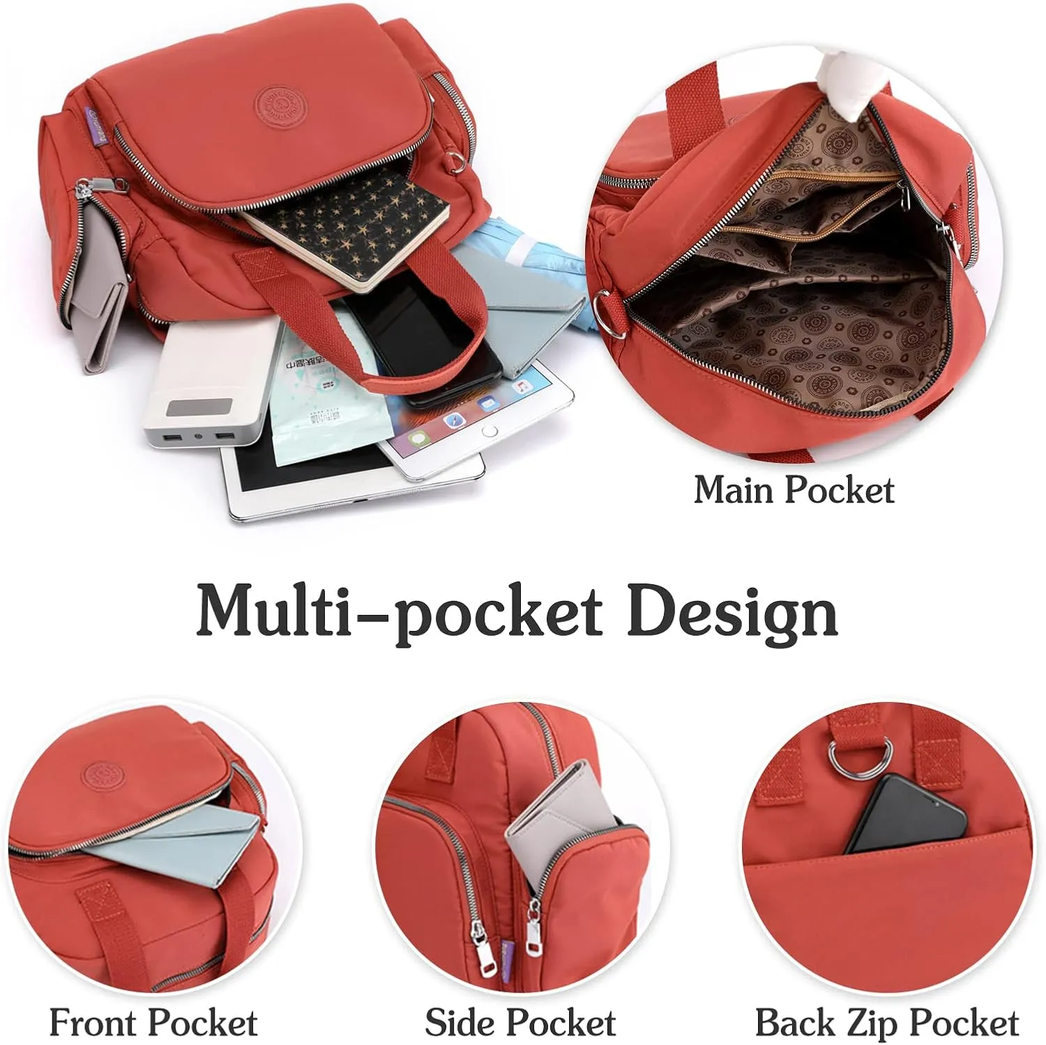 PORRASSO Women Backpack Fashion Shoulder Bag Multifunctional Daypack with USB Charging Port Handbag Nylon Crossbody Bag for Work Travel Dating Green