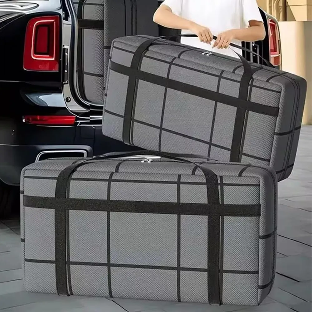 Portable Large Capacity Folding Clothing Storage Bag,Hand-Held Duffel Bag Double Zipper Padded Moisture-Proof Finishing Bag,Non-woven Wardrobe Organizer Moving Bags (M L XL)