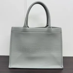 Preloved Dior Leather Book Tote Medium in Gray - Designer Tote Bag