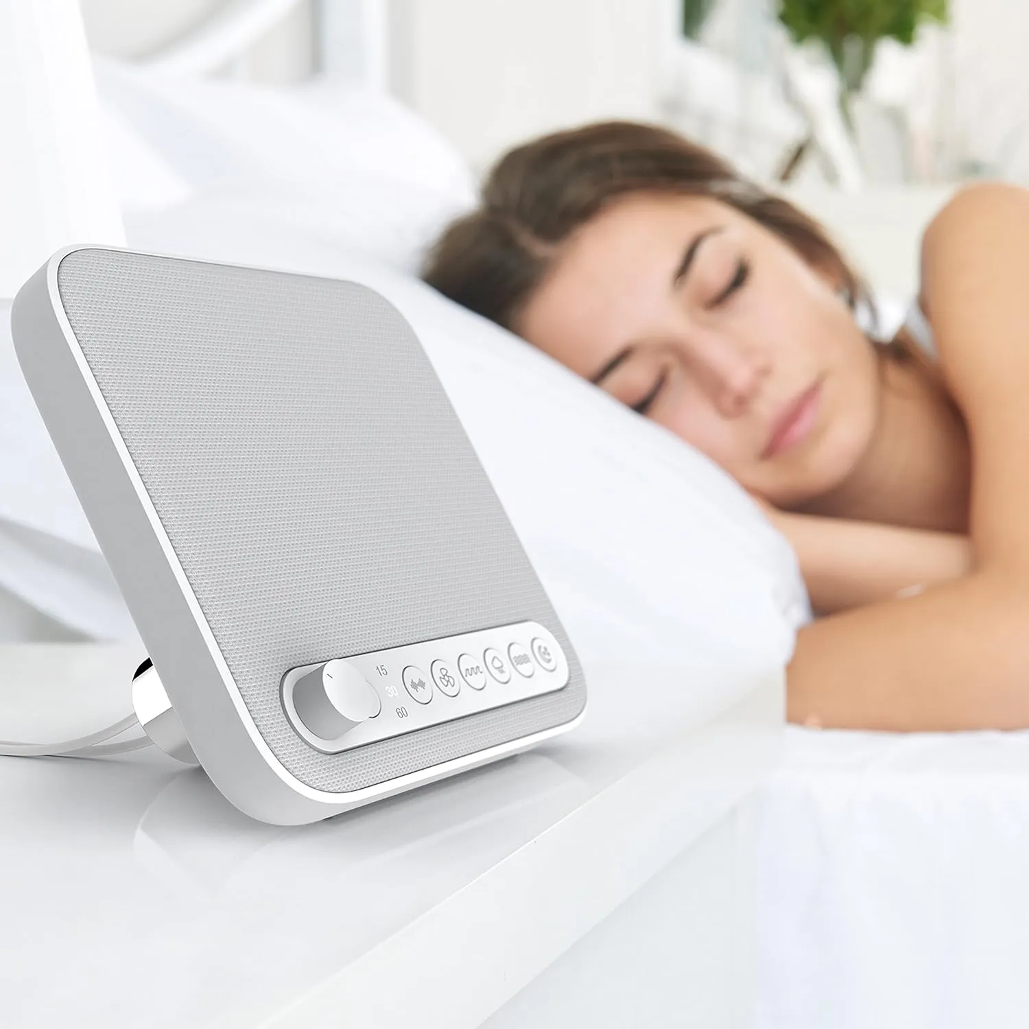Pure Enrichment Wave Premium Sleep Sound Machine with USB Charger - Seamless Looping with 6 Soothing All-Natural Sounds, & Auto-Off Timer - Easily Portable for Travel (White) Patented Design