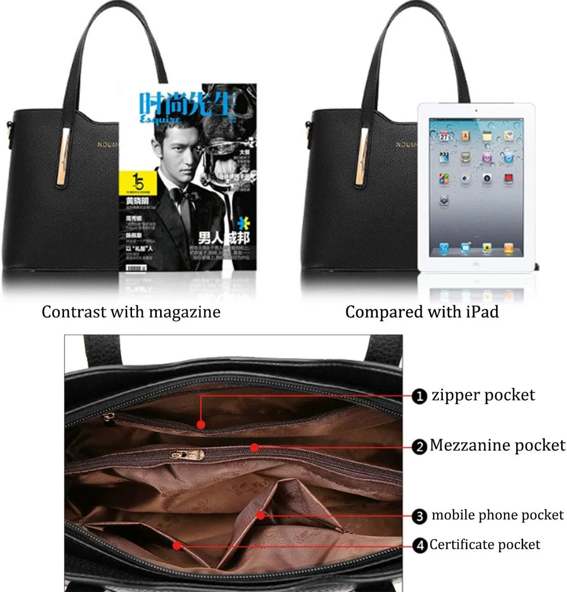 Purses and Handbags for Womens Satchel Shoulder Tote Bags Wallets Top-Handle Bags Crossbody Bags Black