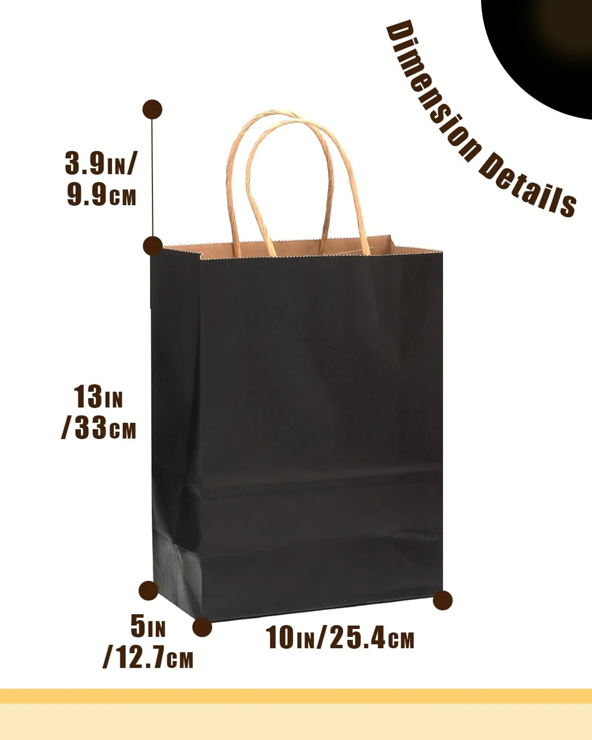 qiqee 100-Packs Black Paper Gift Bags with Handles Bulk 13"×10"×5" Large Size Gift Bags Multiple Uses
