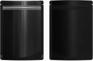 QQ Studio Pack of 100 Translucent Front Matte Black Poly Plastic Resealable Bags (8.4oz (6" x 9"), Black Stand-Up Pouch)