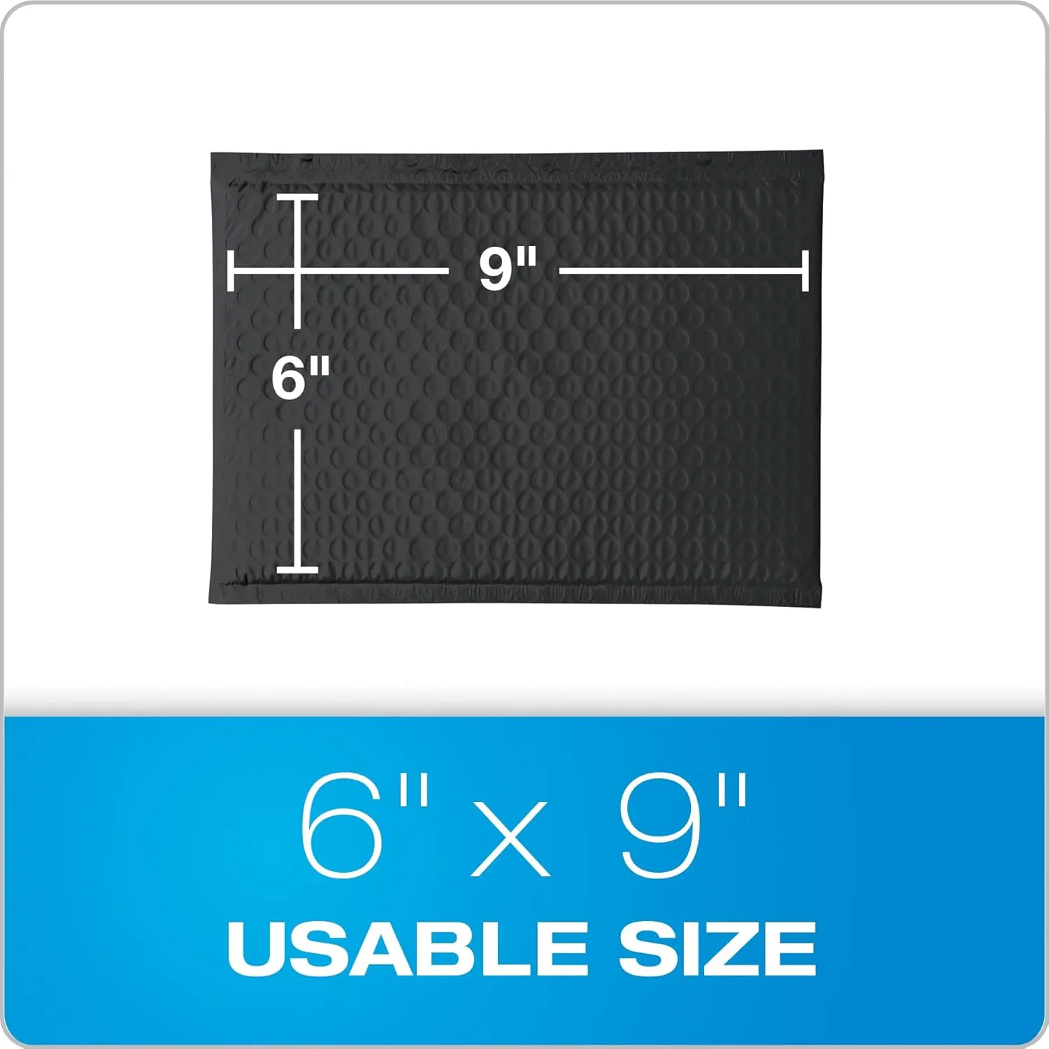Quality Park Bubble Mailers, 6 x 9, Black Poly Mailers, Padded Envelopes, Shipping Bags, Water Resistant, Self Seal, 50 Per Box (1002351)