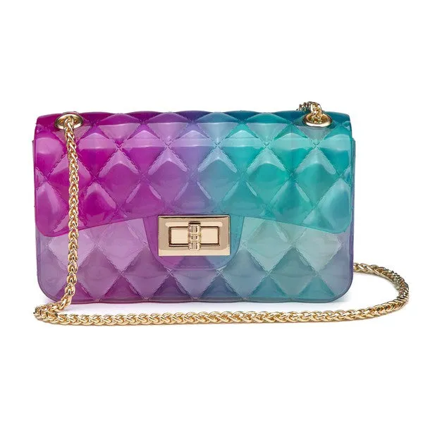 Quilt Embossed Multi Color Jelly Shoulder Bag Available in 3 Colors