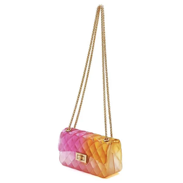 Quilt Embossed Multi Color Jelly Shoulder Bag Available in 3 Colors