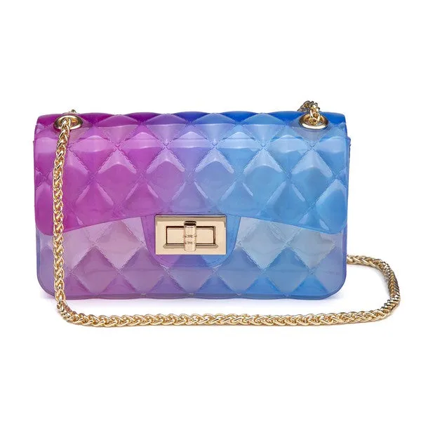 Quilt Embossed Multi Color Jelly Shoulder Bag Available in 3 Colors