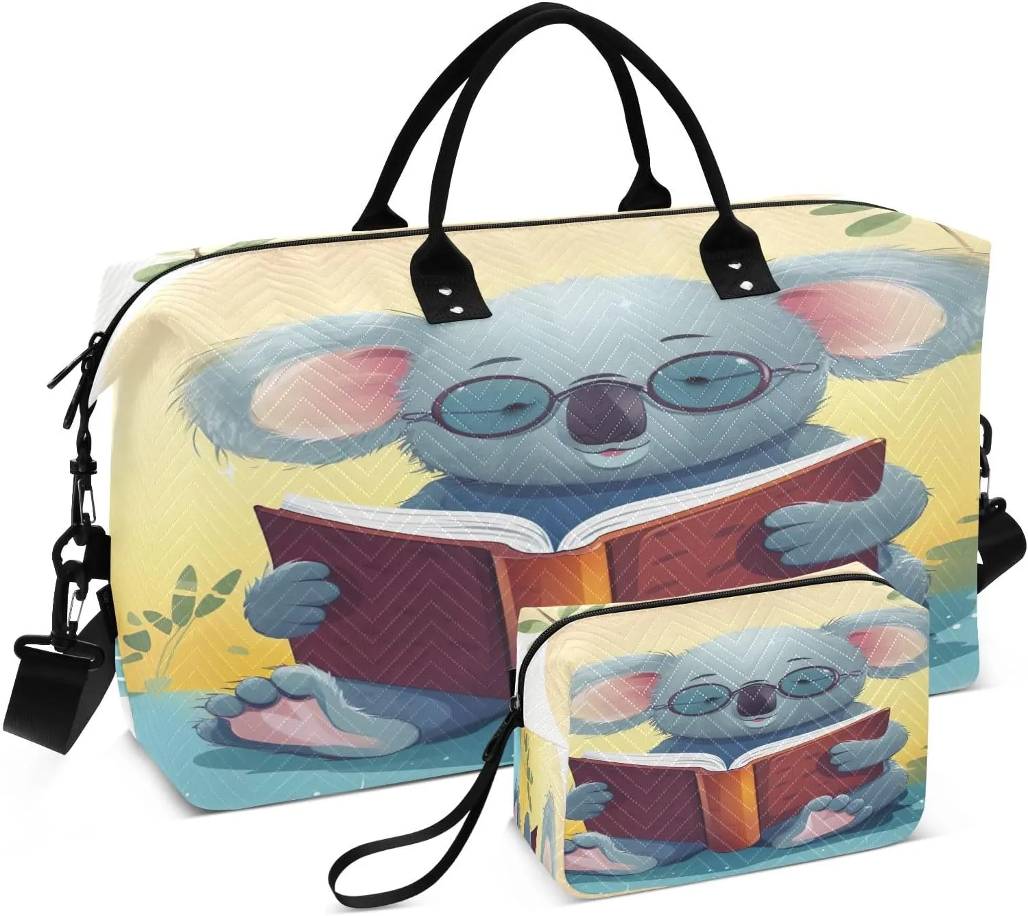 Read Book Koala Travel Duffle Bag Gym Bag Weekender Bags Carry On Bag Quilt Overnight Bag with Make Up Bag for Ladies Women Airplane Trip Travel Essentials Gifts
