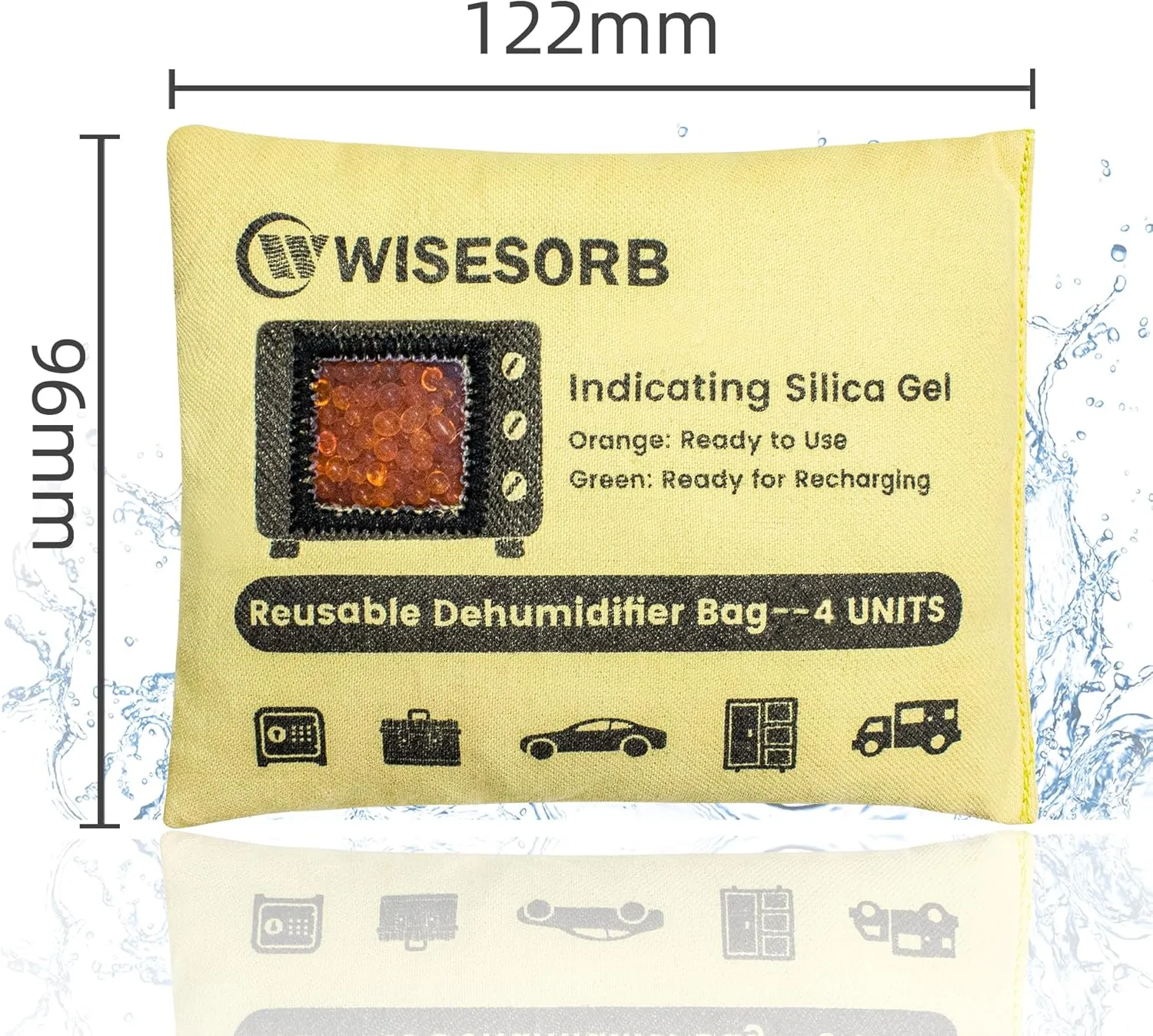 Rechargeable Gun Safe Dehumidifier, Indicating Desiccant Packs with Transparent Window for Storage Reusable Silica Gel Packets Moisture Absorbers Safe Dehumidifier (120 Gram, 3 PACK)