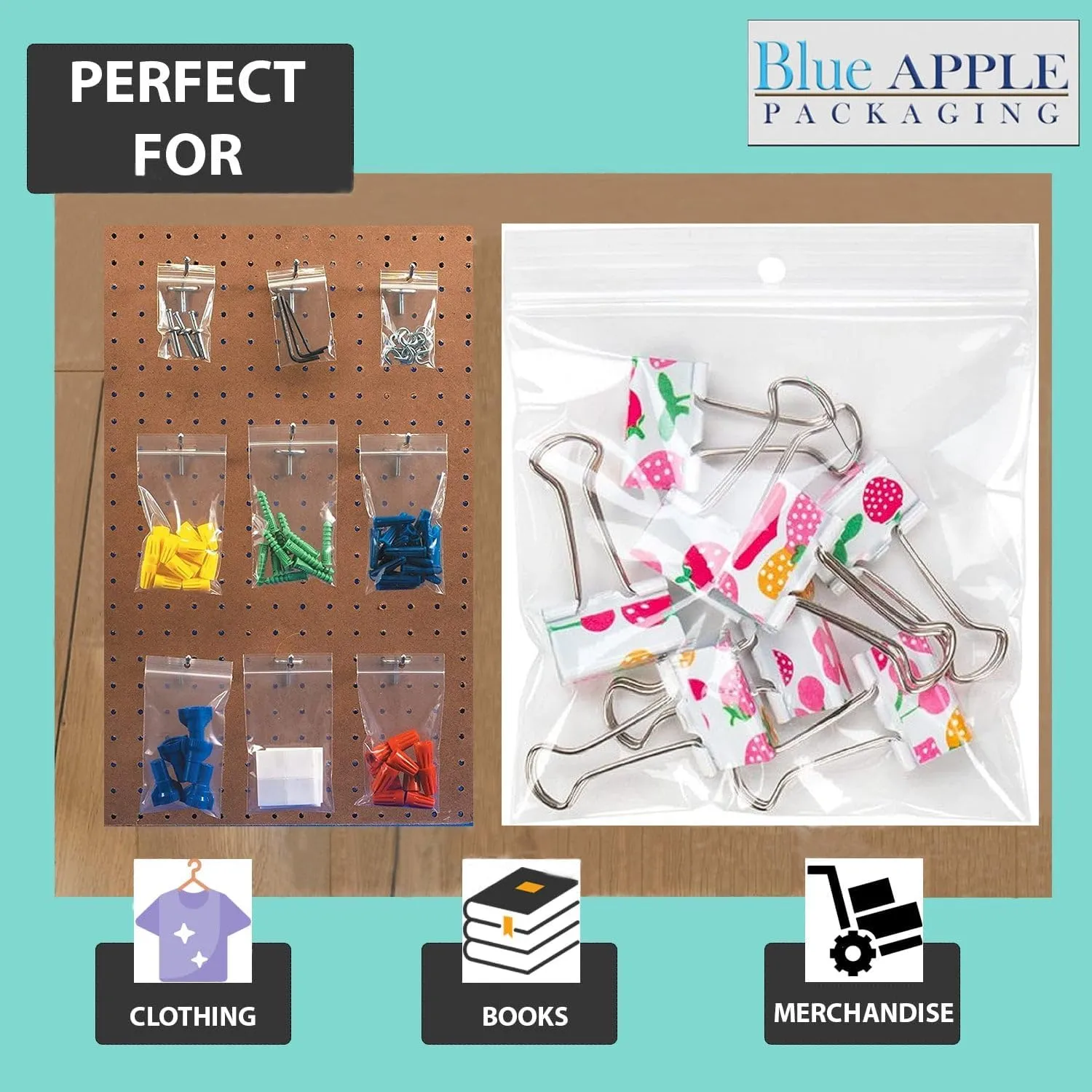 Reclosable Hang Hole Poly Bags - 6 x 9 & (100 Bags) 2 Mil Clear Plastic with Resealable Lock Seal Zipper | Durable Poly Baggies | Resealable Zip Top Lock For Jewelry, Storage, Packaging & Shipping