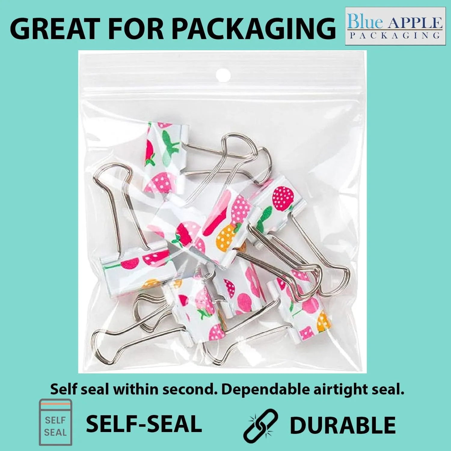 Reclosable Hang Hole Poly Bags - 6 x 9 & (100 Bags) 2 Mil Clear Plastic with Resealable Lock Seal Zipper | Durable Poly Baggies | Resealable Zip Top Lock For Jewelry, Storage, Packaging & Shipping