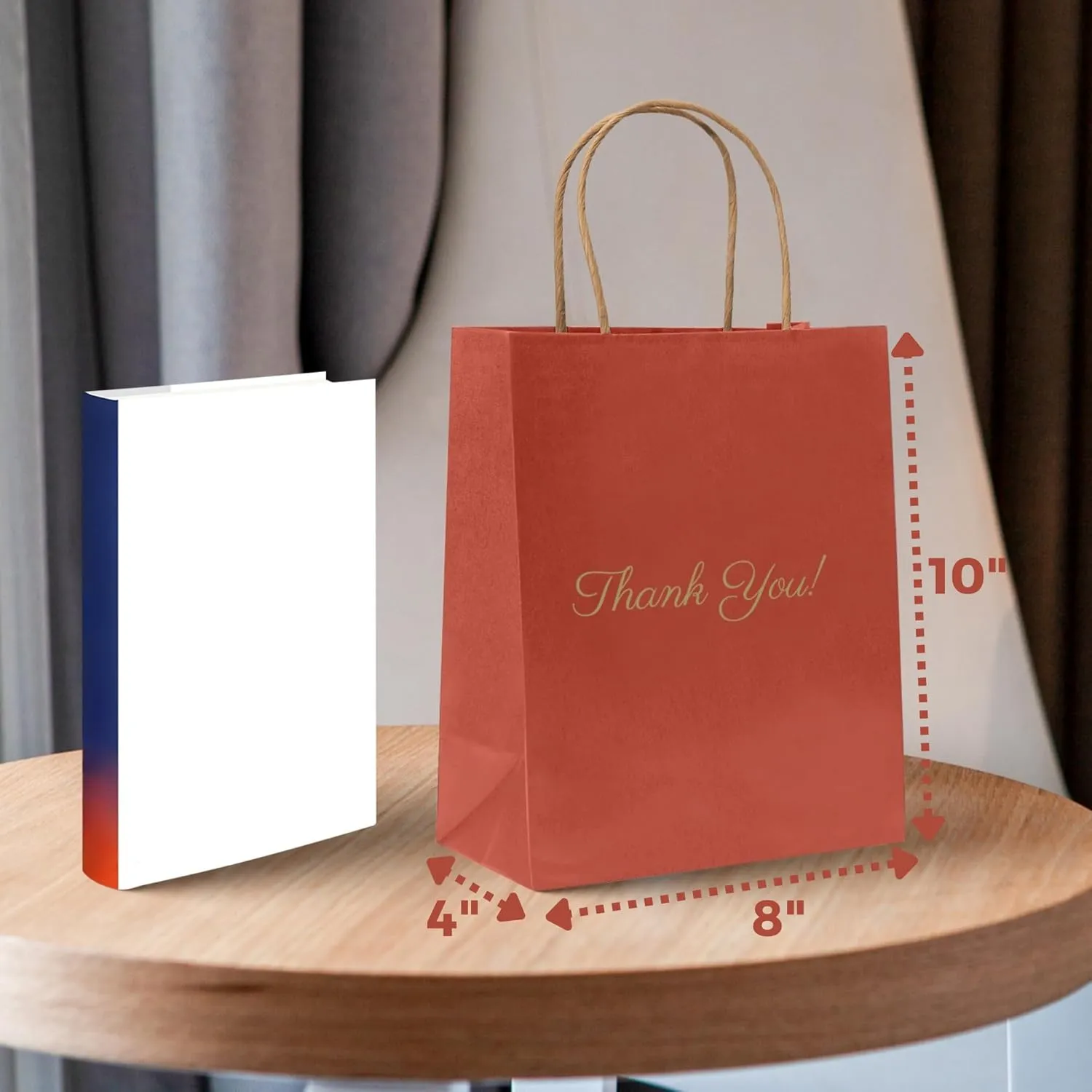 Red Paper Bags 50 Pack, 8"x10"x4" Wedding Gift Bag, Bags for Small Business, Goodie Bag, Party Gift, Party Favour Bag
