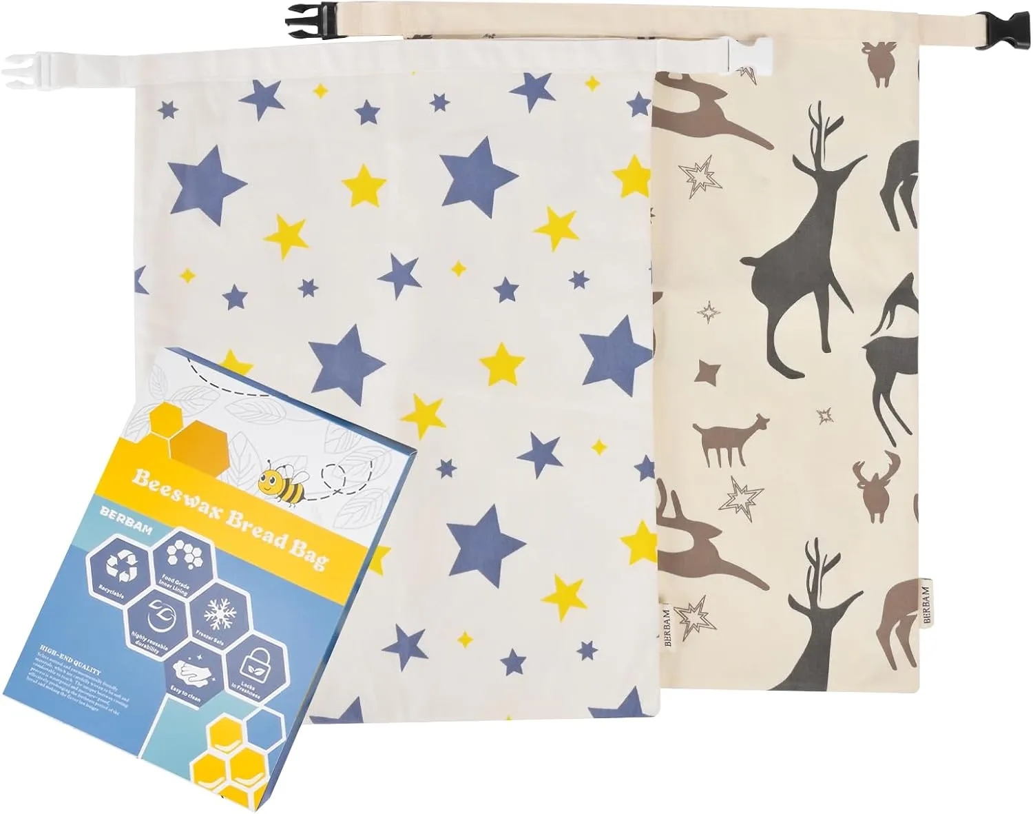 Reusable Bread Bags, Cotton Beeswax Bread Bags for Homemade Bread, Sourdough (2 Pack) - XL