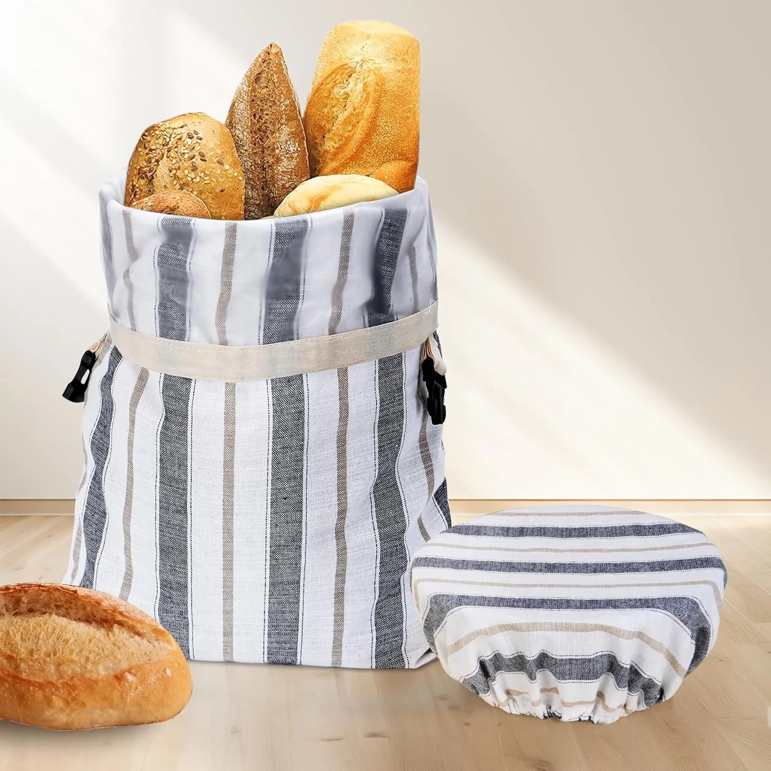Reusable Linen Bread Bags for Homemade Bread Sourdough with Bowl Covers, Storage Large Proofing Bread Bags with Plastic Lined [16"x 12"]