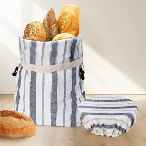 Reusable Linen Bread Bags for Homemade Bread Sourdough with Bowl Covers, Storage Large Proofing Bread Bags with Plastic Lined [16"x 12"]