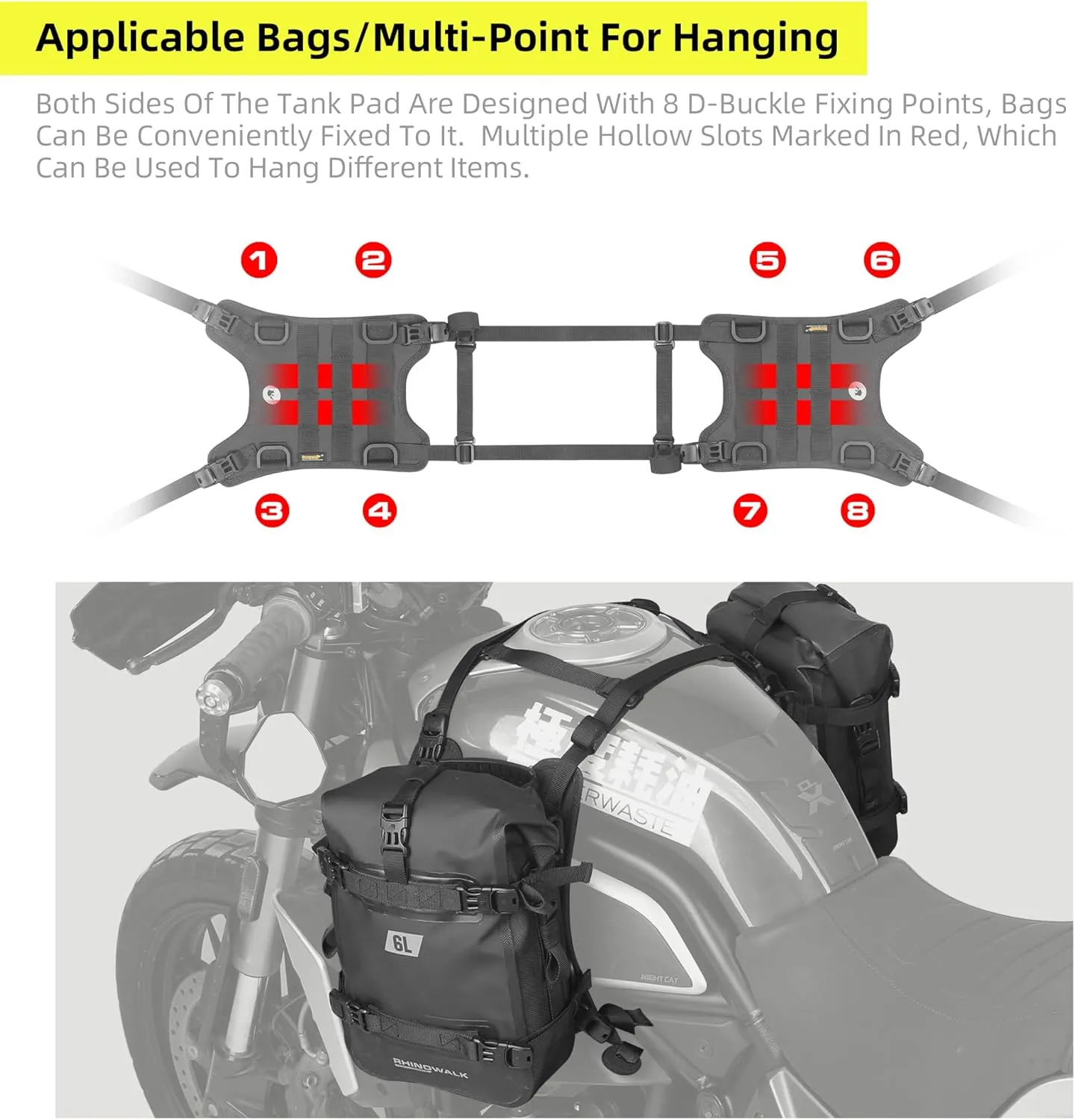 Rhinowalk Motorcycle Tail Bag Base, Universal Saddle Bag Mount