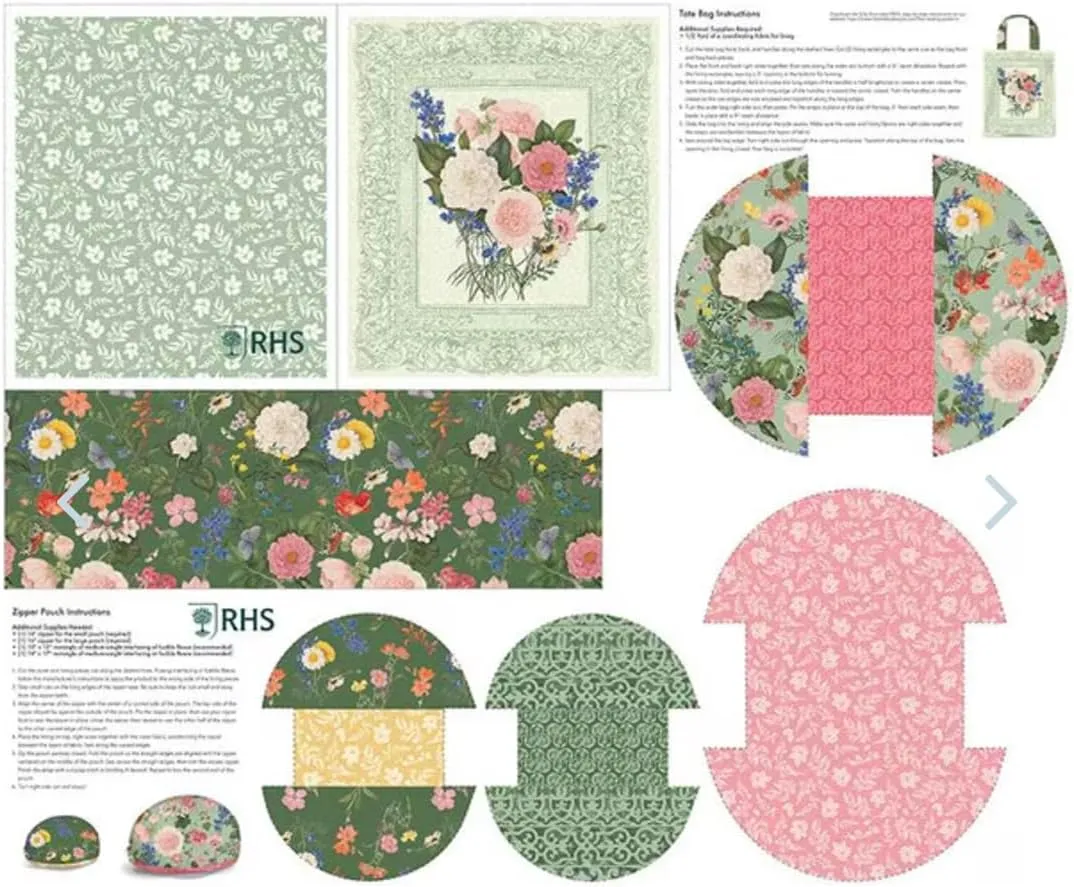 Riley Blake Nature's Portrait Bags Panel by The Royal Horticultural Society, Perfect for Quilting, Crafting, Sewing Projects and More…