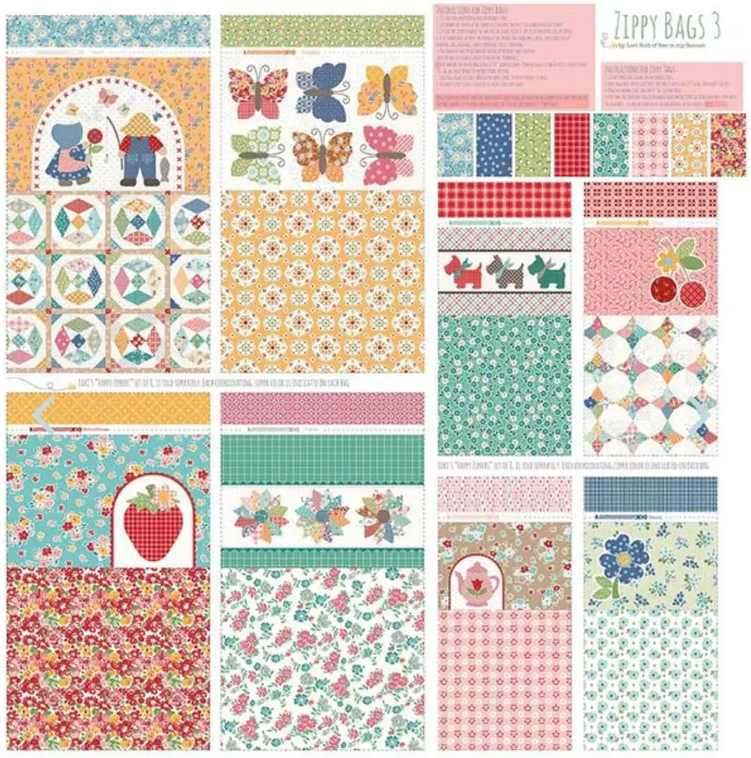 Riley Blake’s Assortment of Premium Quilting Fabric Panels, Perfect for Quilting, Apparel, DIY Crafting, and Home Decor (Zippy Bags 3 Panel)