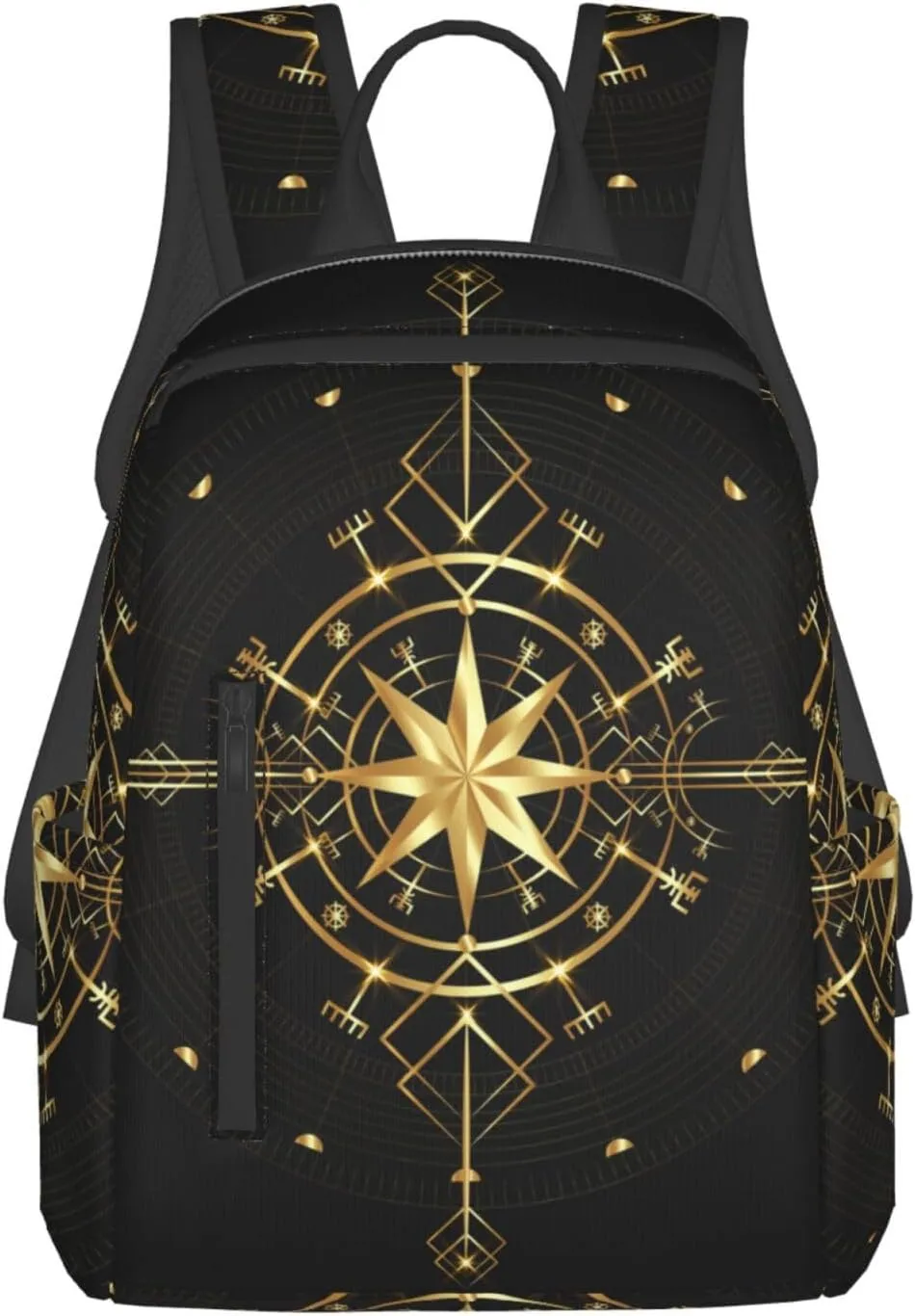 RIMENCH Men's Backpack Multipurpose ancient viking vegvisir art wind rose magic navigation Gold Compass Laptop Backpack Stylish Daypack Durable Book Bags For Sports, Outdoors, Running, Travel, Hiking