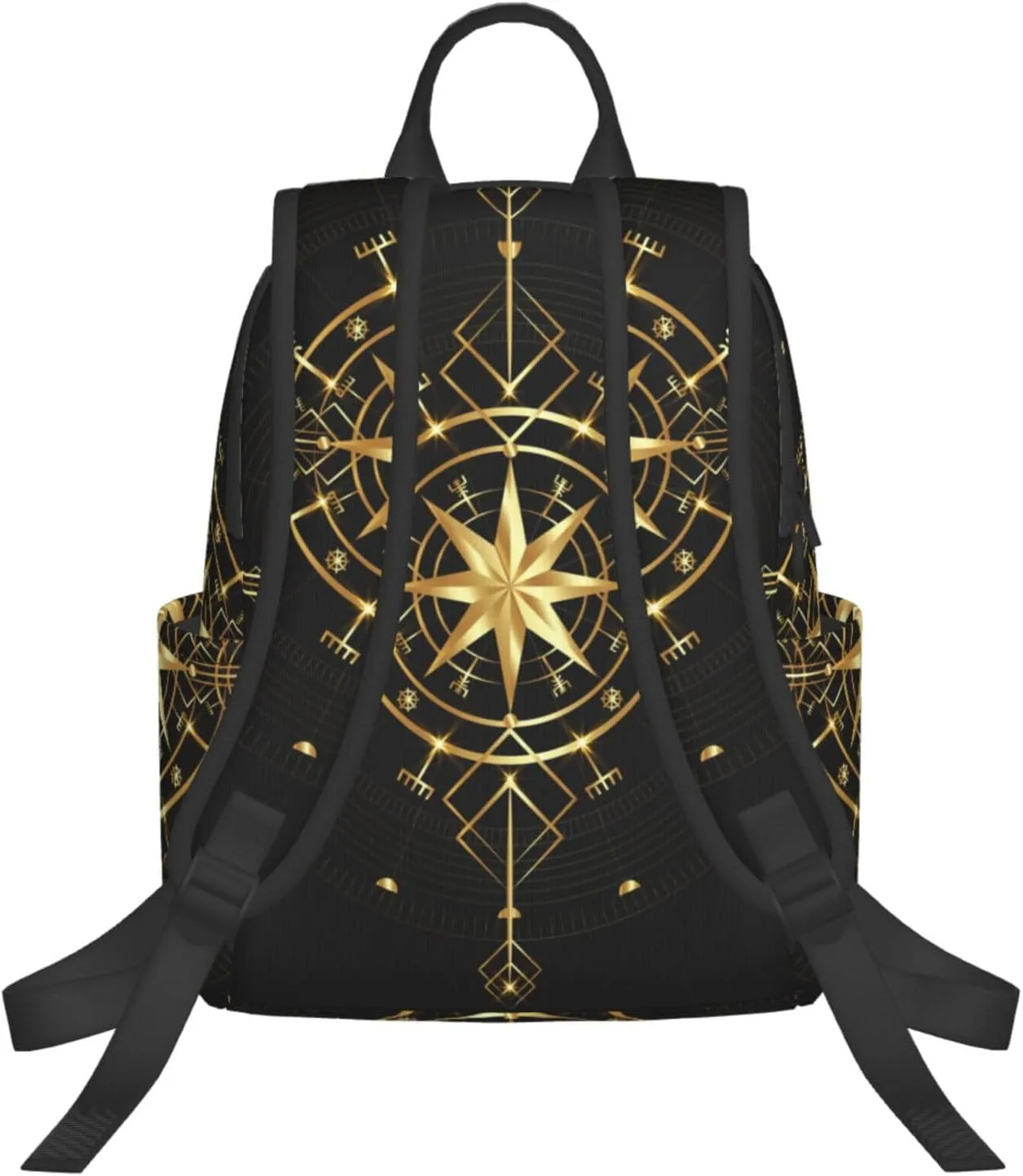 RIMENCH Men's Backpack Multipurpose ancient viking vegvisir art wind rose magic navigation Gold Compass Laptop Backpack Stylish Daypack Durable Book Bags For Sports, Outdoors, Running, Travel, Hiking