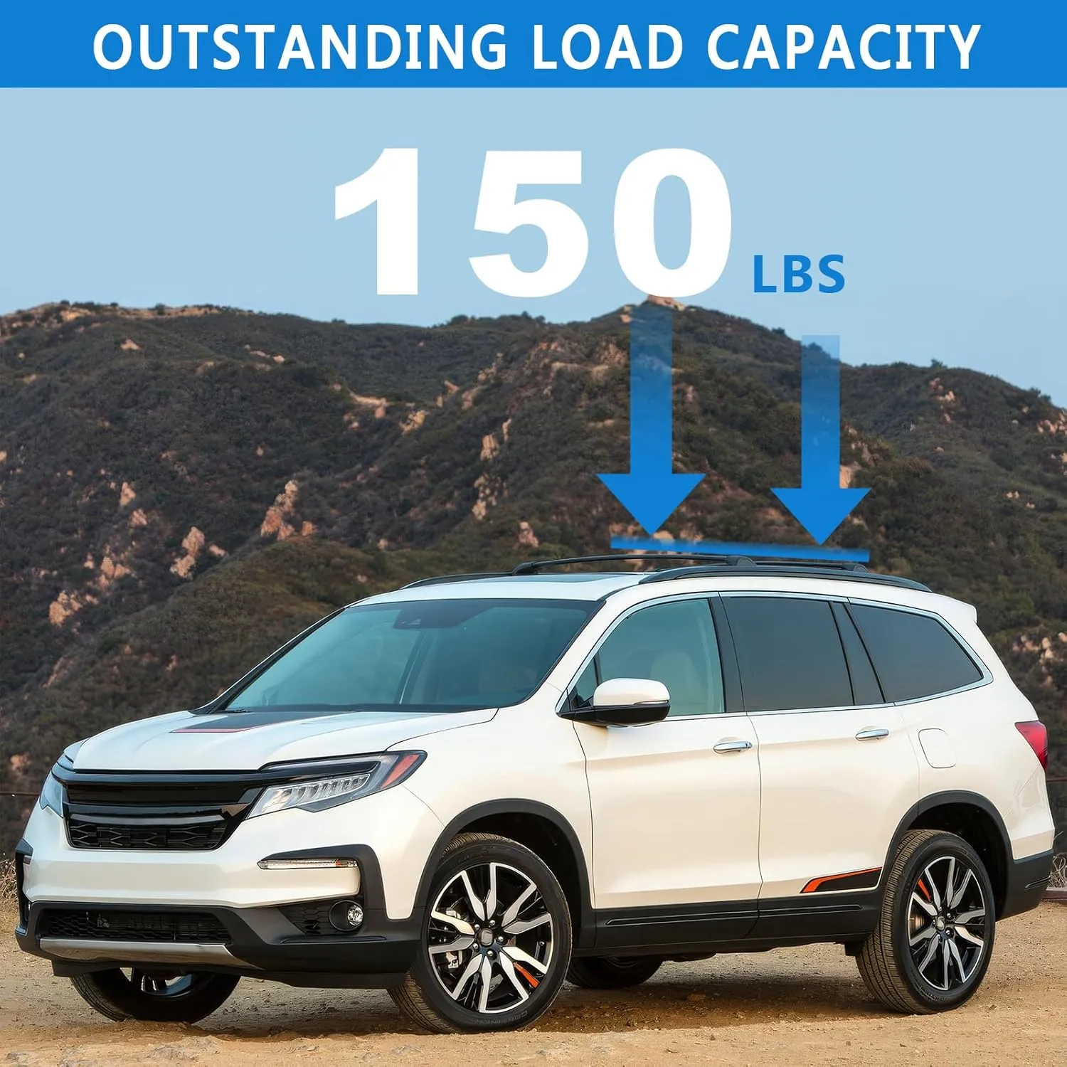 Roof Rack Cross Bars for 2016-2022 Honda Pilot with Flush Side Rails, Aluminum Roof Racks for Rooftop Cargo Carrier Bag Kayak Canoe Bike Snowboard Skiboard