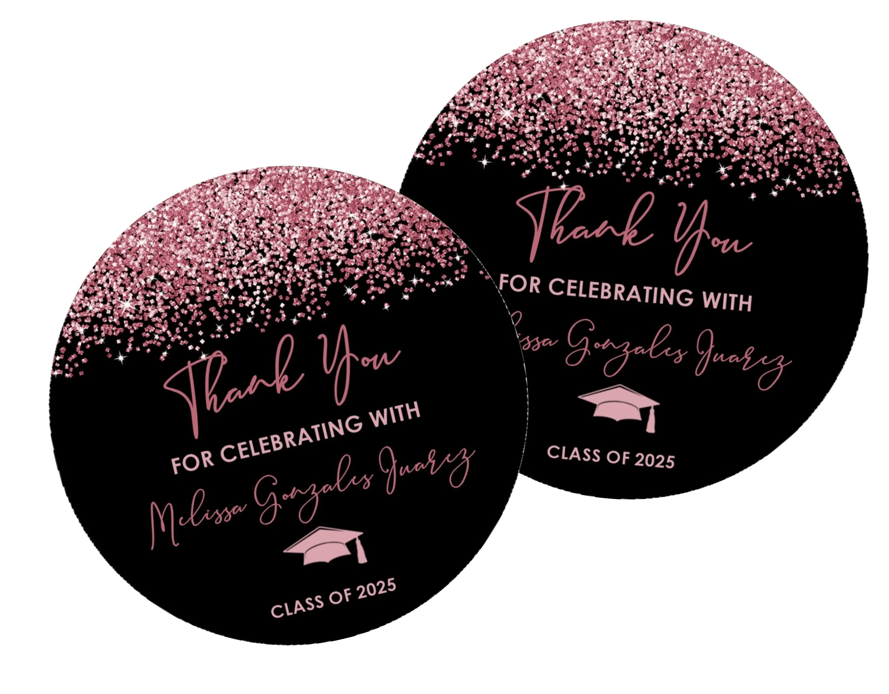 Rose Gold And Black Graduation Party Stickers