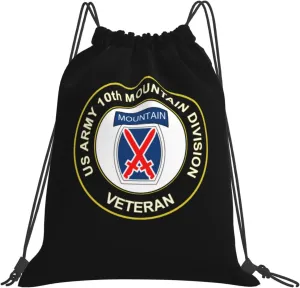 Rqwaaed US Army Veteran 10th Mountain Infantry Versatile Drawstring Gym Bag Perfect Workouts Daily Essentials