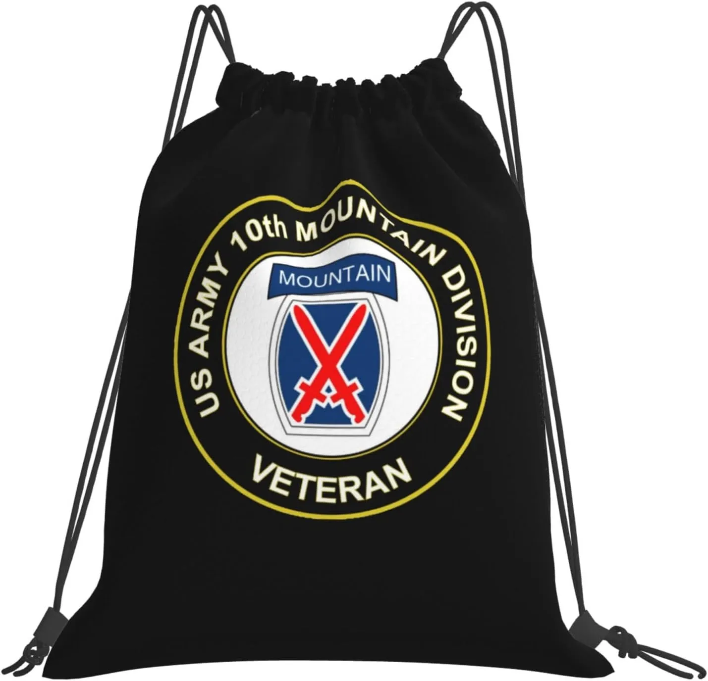 Rqwaaed US Army Veteran 10th Mountain Infantry Versatile Drawstring Gym Bag Perfect Workouts Daily Essentials
