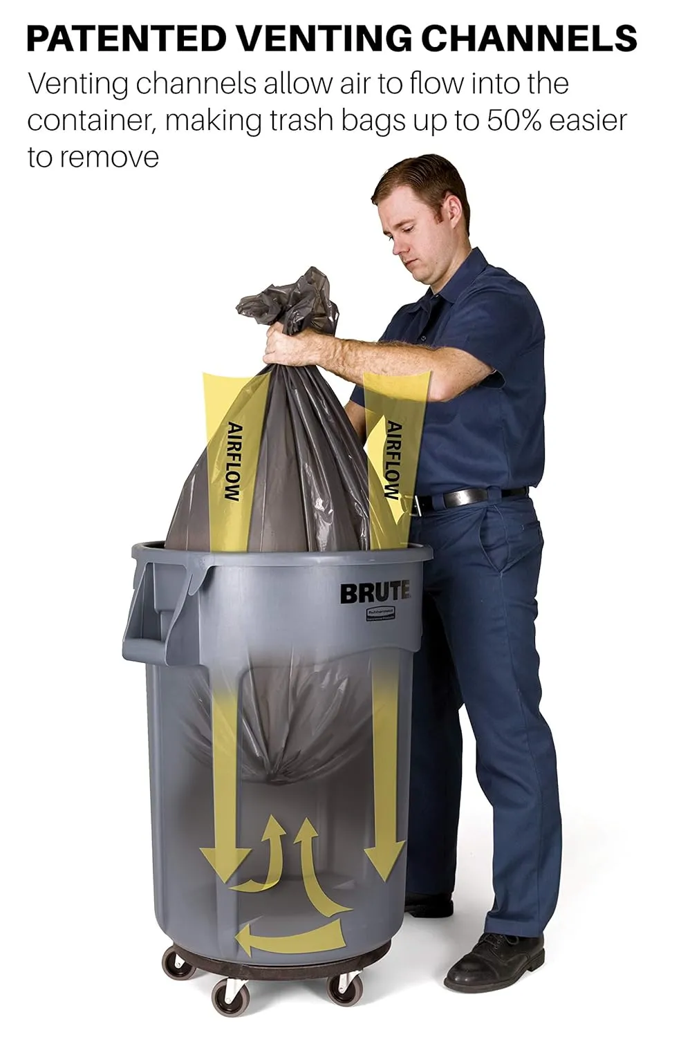 Rubbermaid Commercial Products BRUTE Heavy-Duty Round Trash/Garbage Can, 20-Gallon, Green, for Landscapers/Construction Sites/Restaurants/Back of House/Offices/Warehouses, Pack of 6