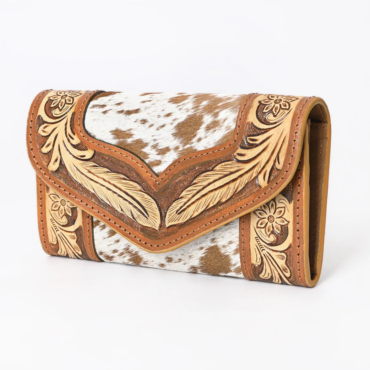 Rustic Rose Tan Trifold  Wallet