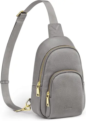 S-ZONE Leather Sling Bag for Women Men RFID Blocking Small Crossbody Sling Backpack Purses Chest Bags Travel Cycling Hiking