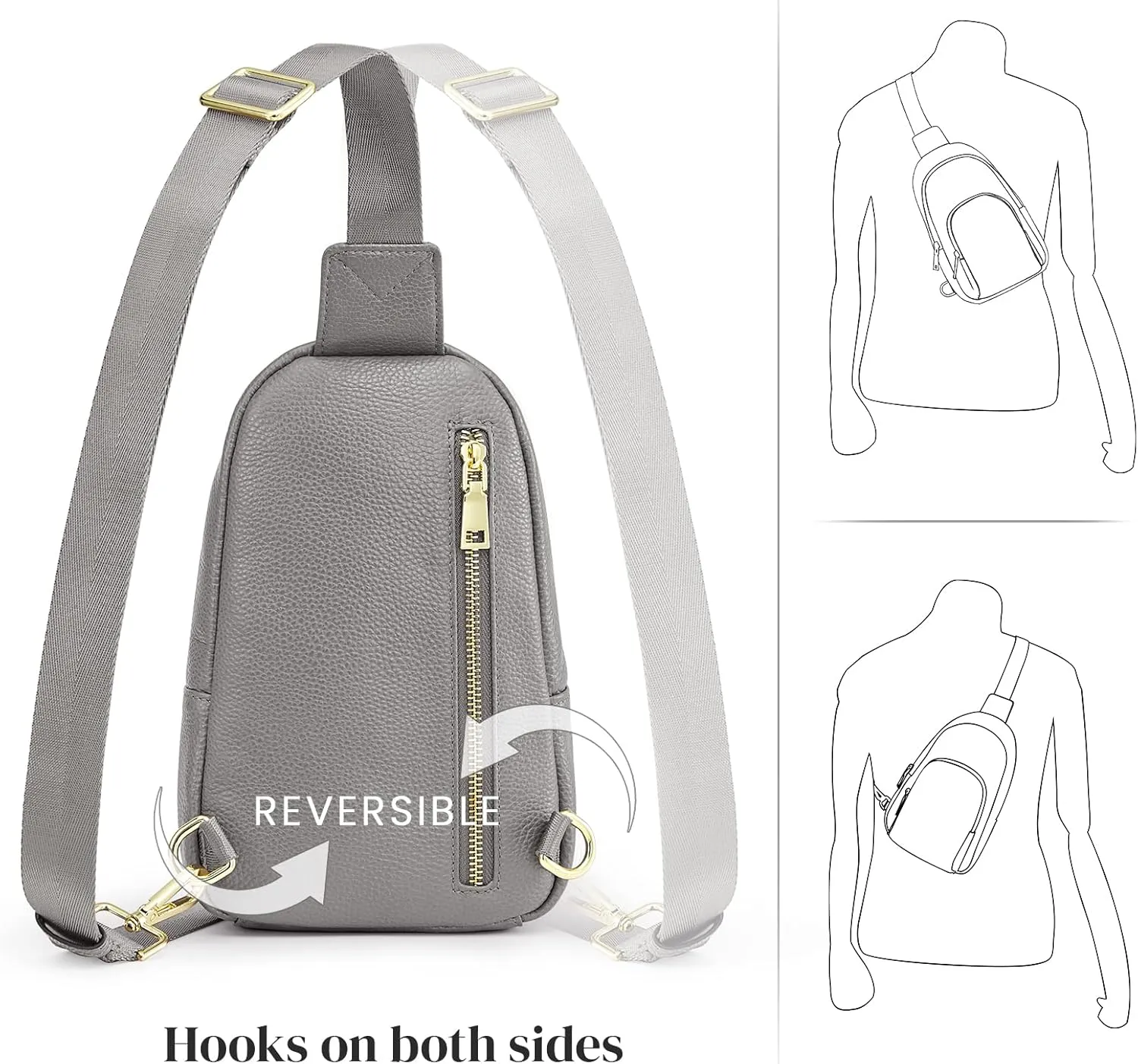 S-ZONE Leather Sling Bag for Women Men RFID Blocking Small Crossbody Sling Backpack Purses Chest Bags Travel Cycling Hiking