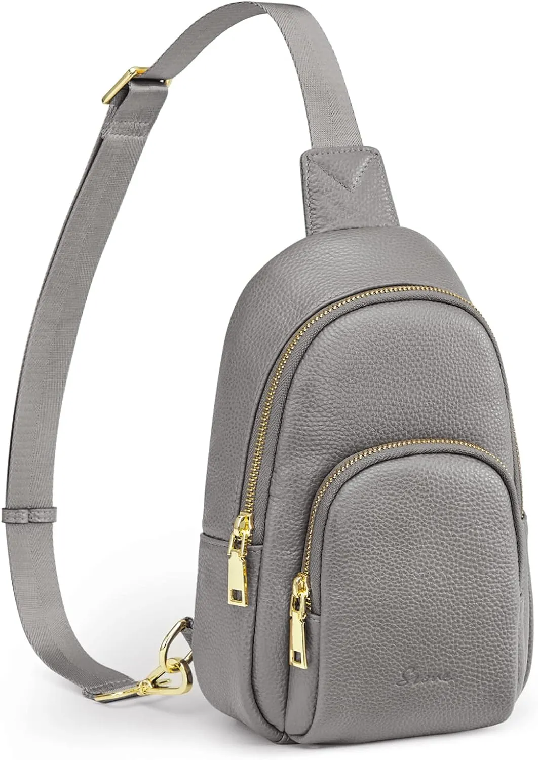 S-ZONE Leather Sling Bag for Women Men RFID Blocking Small Crossbody Sling Backpack Purses Chest Bags Travel Cycling Hiking