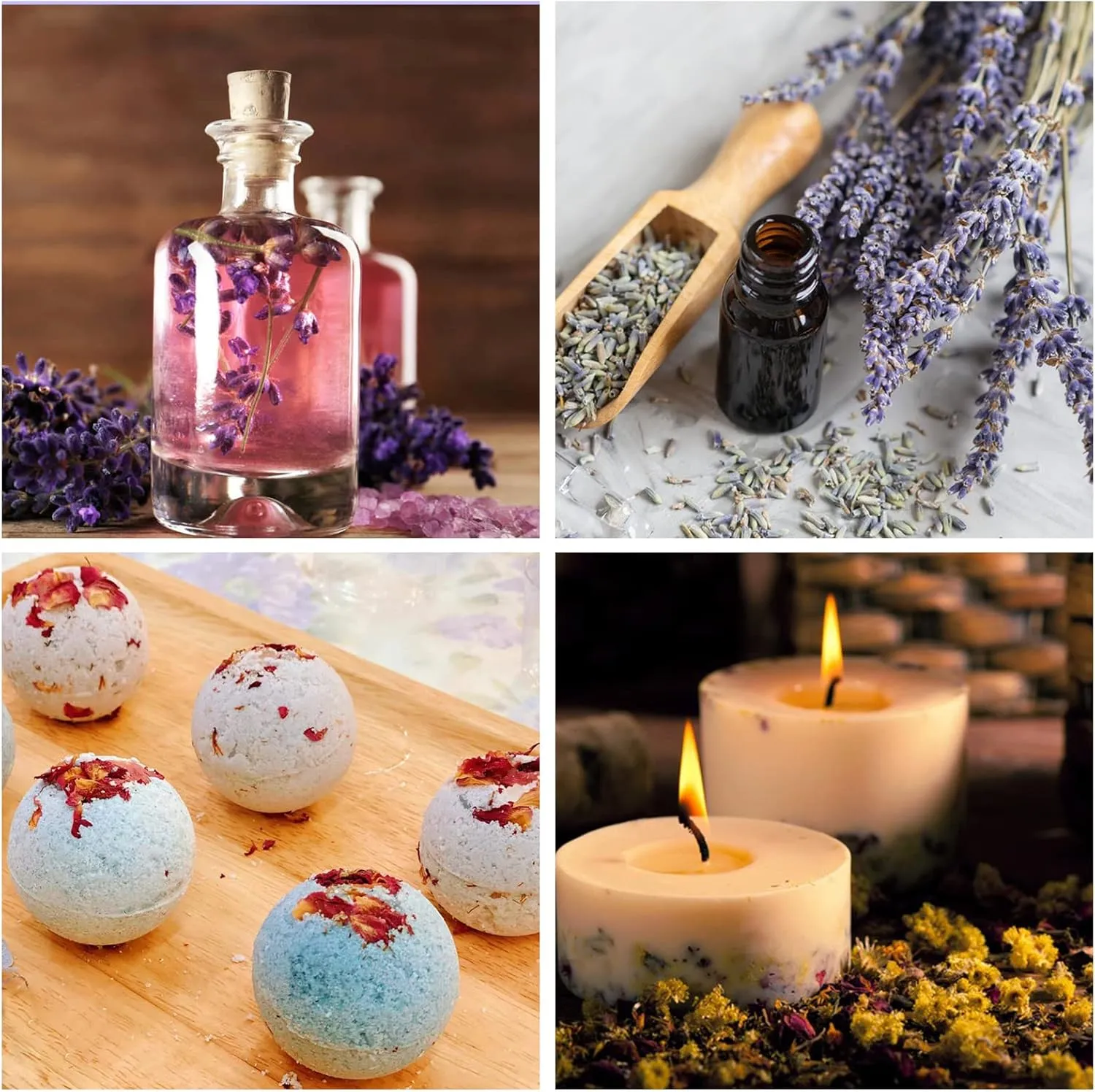 SACATR Dried Flowers, 50 Bags 100% Natural Dried Herbs Kit for Soap Making, Candle, Resin Jewelry Making, Bath, Nail - Include Rose Petals, Rosebuds, Lilium, Jasmine, Don't Forget Me and More