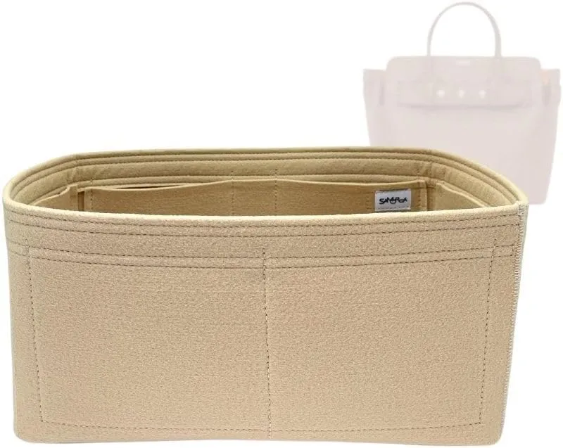 SAMORGA (11-6/ Bur-Belt-S) Bag Organizer for Small Leather Belt Bag 2mm Beige