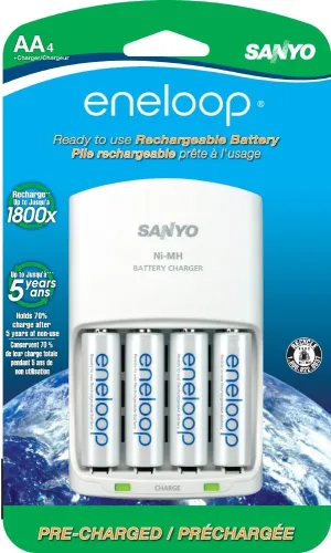 SANYO SEC-MQN064N 4-Position Charger with 4 AA ENELOOP Batteries