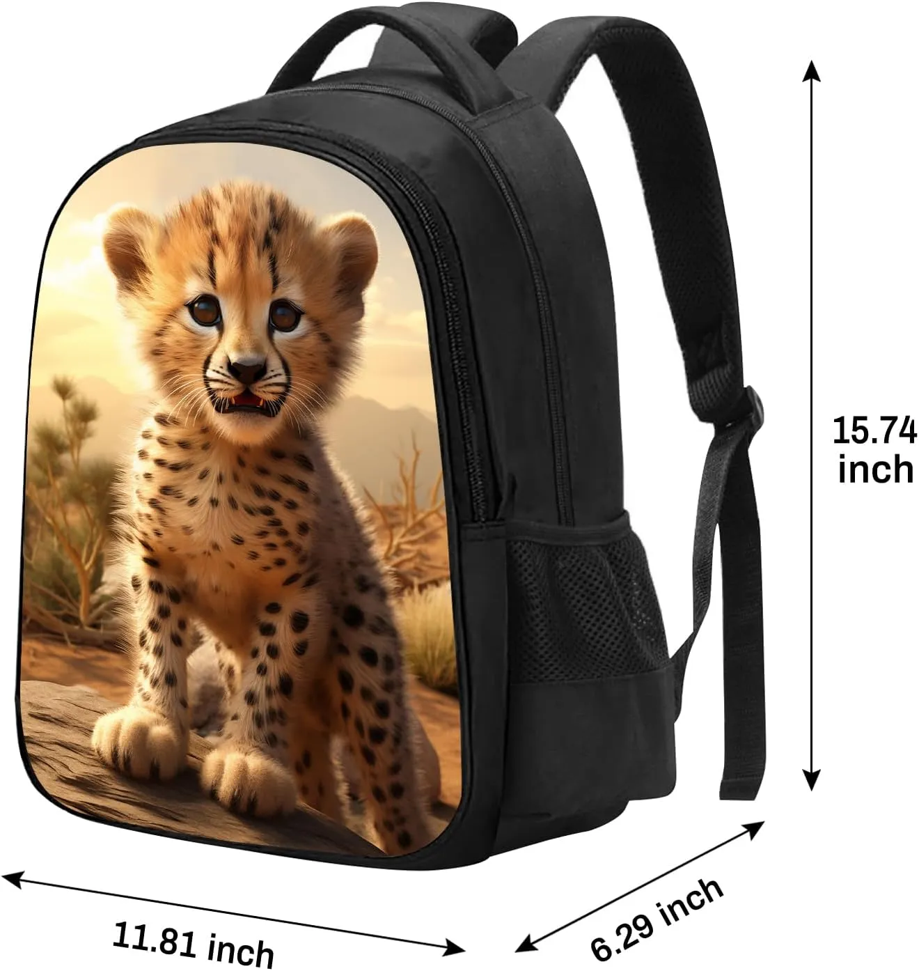 SARA NELL Cute Baby Cheetah School Backpack,Elementary Student Bookbag Stylish Daypack for Boys Girls, School Book Bags with Padded Straps, 15.7 Inches